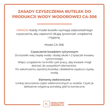Butelka wodorowa CA-306 Biała, czyszczenie
